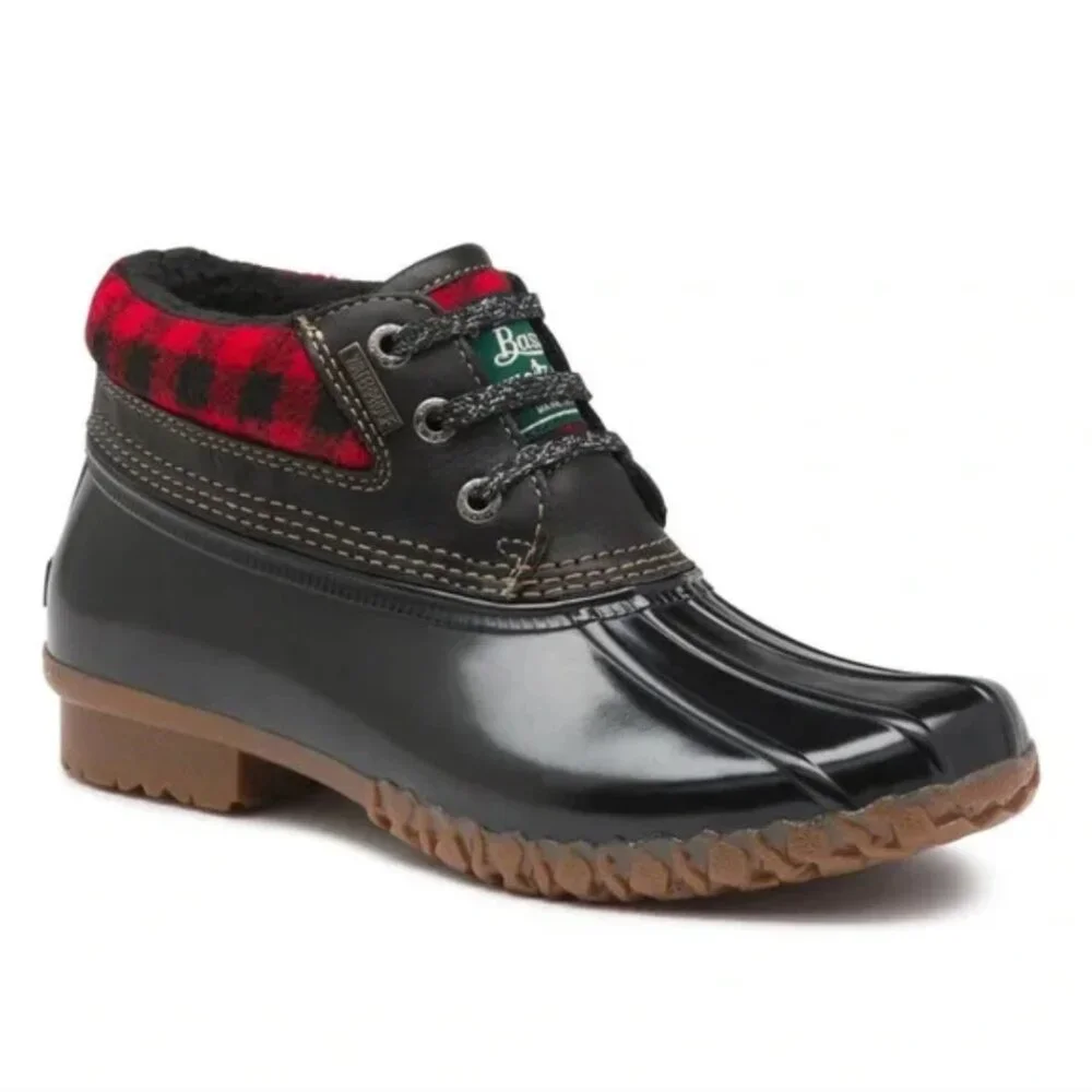 NEW G.H. Bass Dorothy Buffalo Plaid Waterproof Rubber Rain Duck Boot Bootie 11M